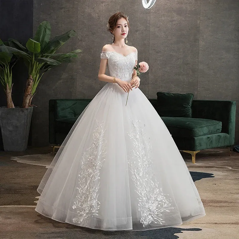Wedding Dress V-neck Ball Gown Princess Vintage Wedding Dress
