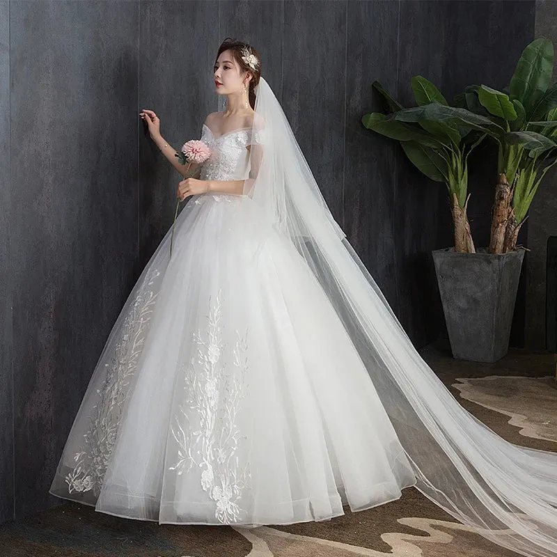 Wedding Dress V-neck Ball Gown Princess Vintage Wedding Dress