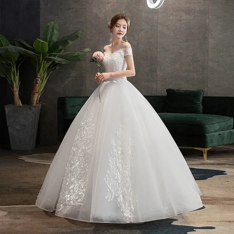 Wedding Dress V-neck Ball Gown Princess Vintage Wedding Dress
