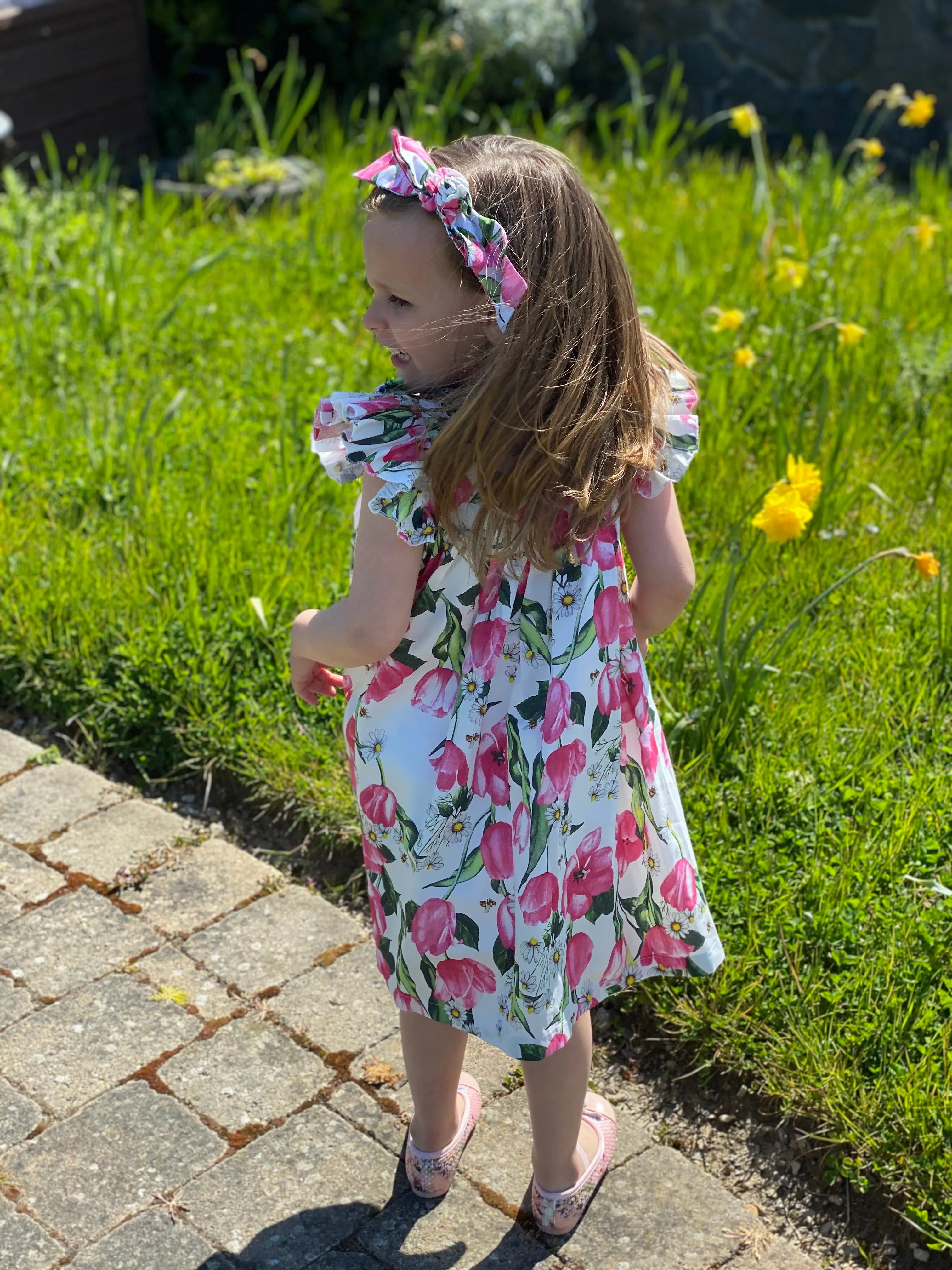White & Pink Cotton Dress