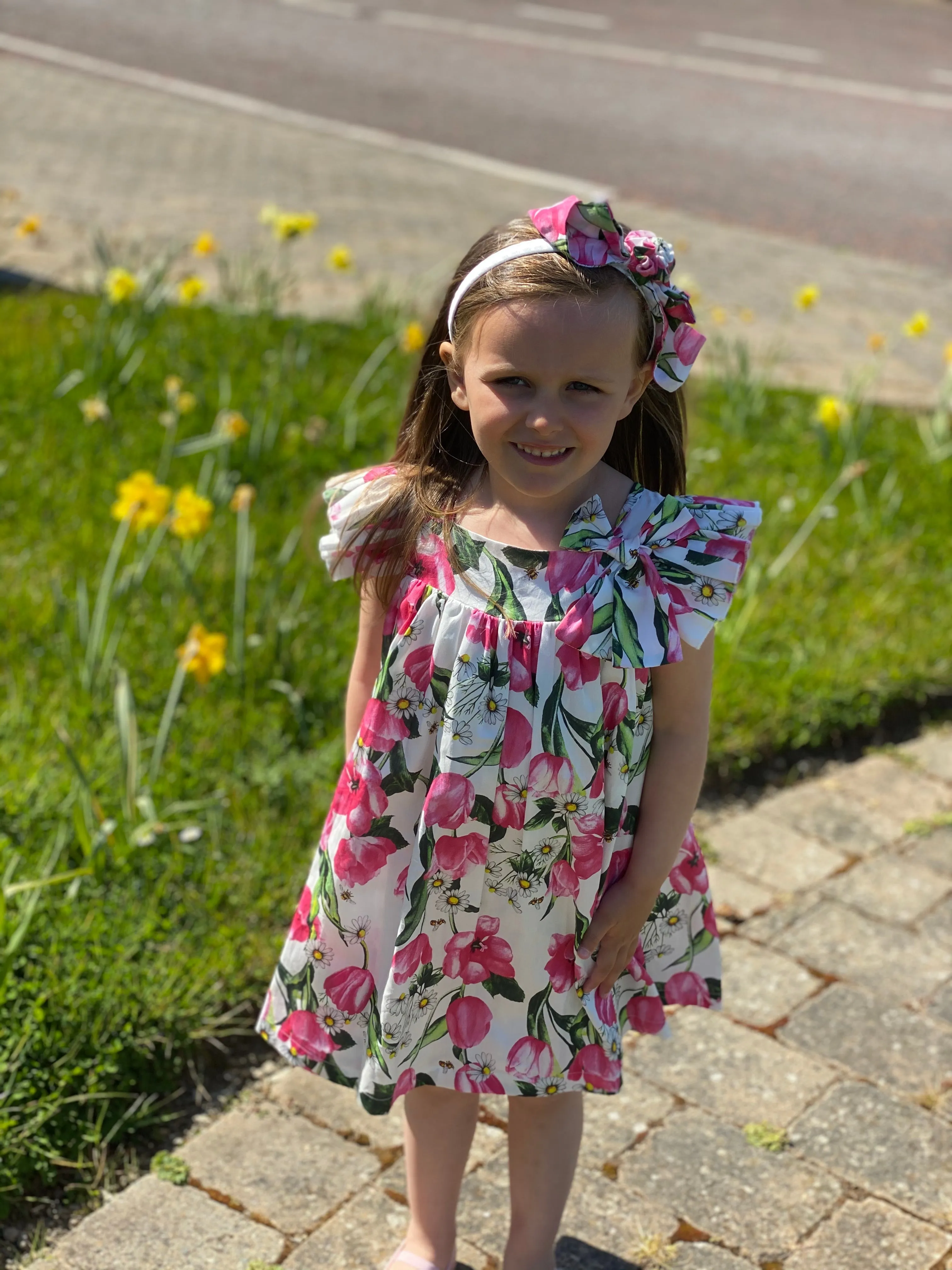 White & Pink Cotton Dress