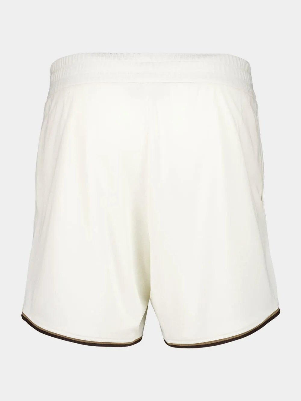 White FF Jacquard Shorts with Pequin Trim