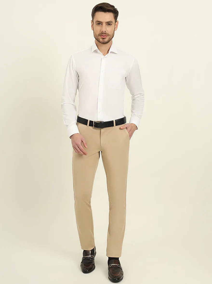 White Solid Slim Fit Formal Shirt | Metal