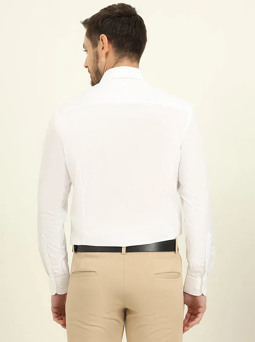 White Solid Slim Fit Formal Shirt | Metal