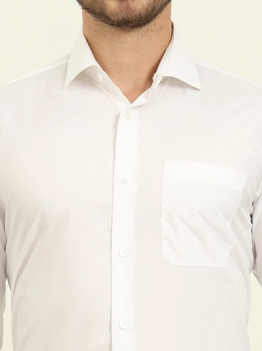 White Solid Slim Fit Formal Shirt | Metal
