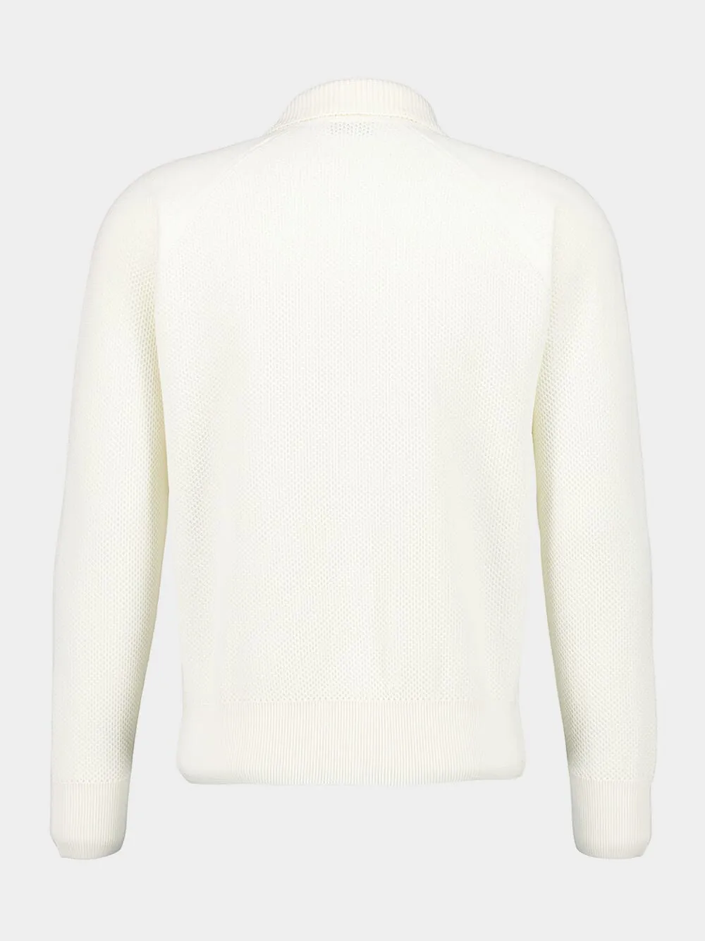 White Textured Cotton Cardigan