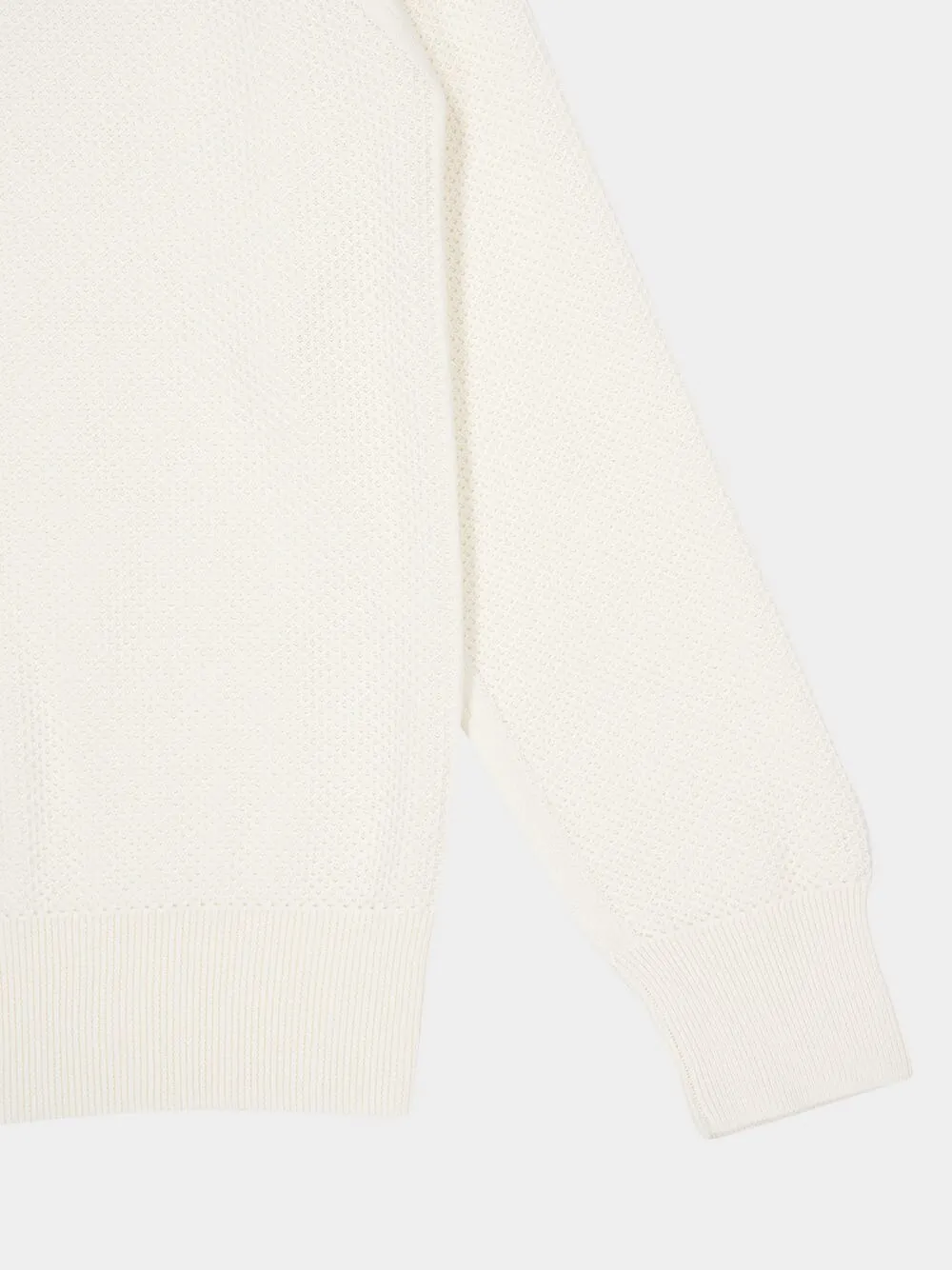 White Textured Cotton Cardigan