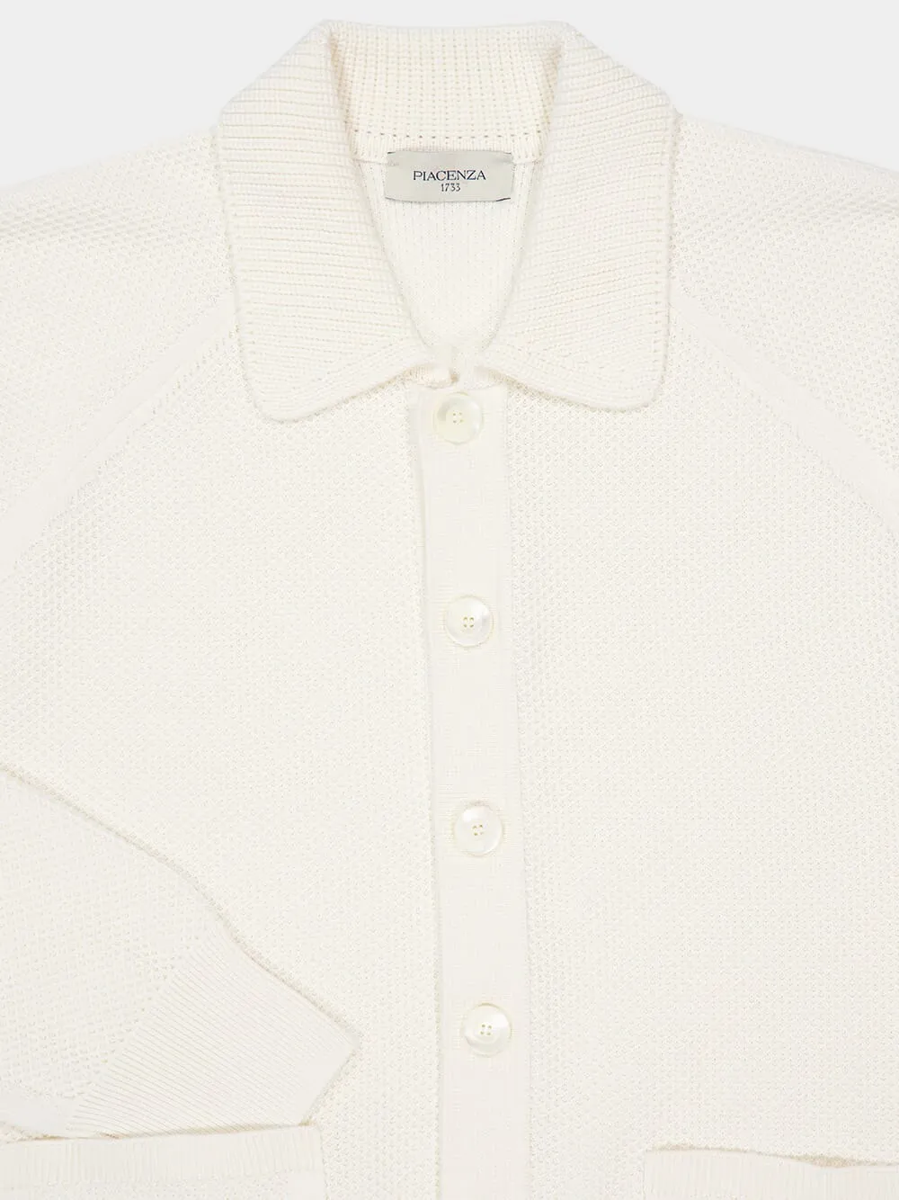 White Textured Cotton Cardigan