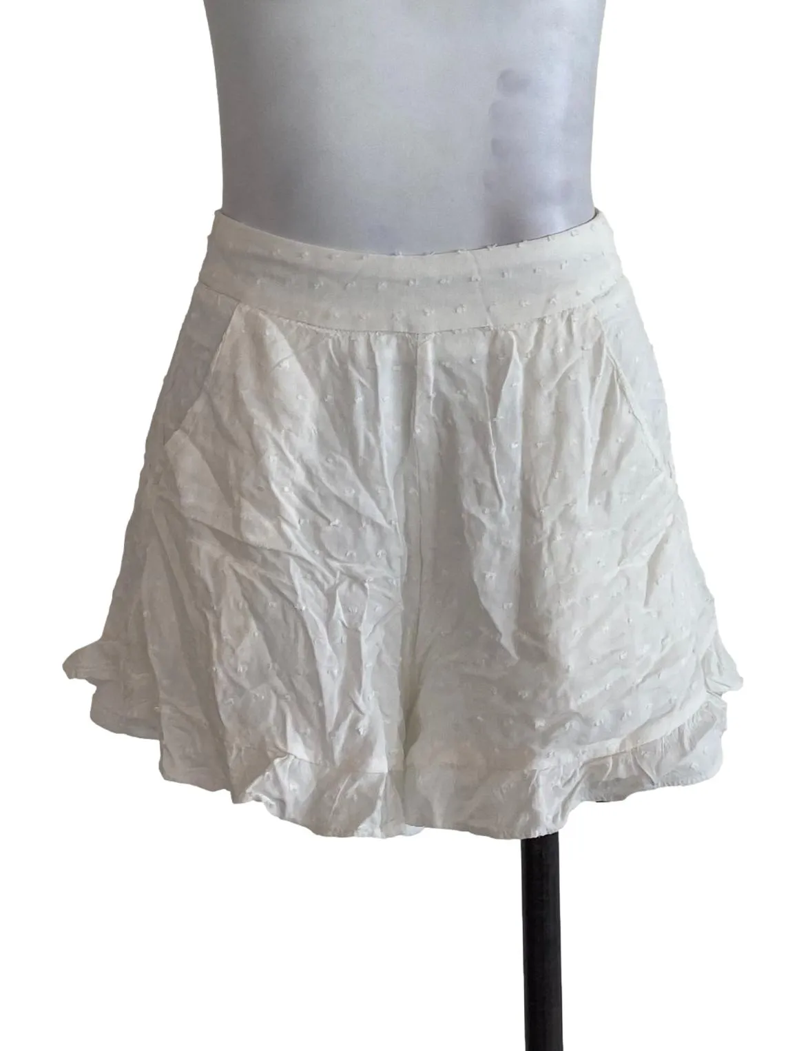 White Textured Short