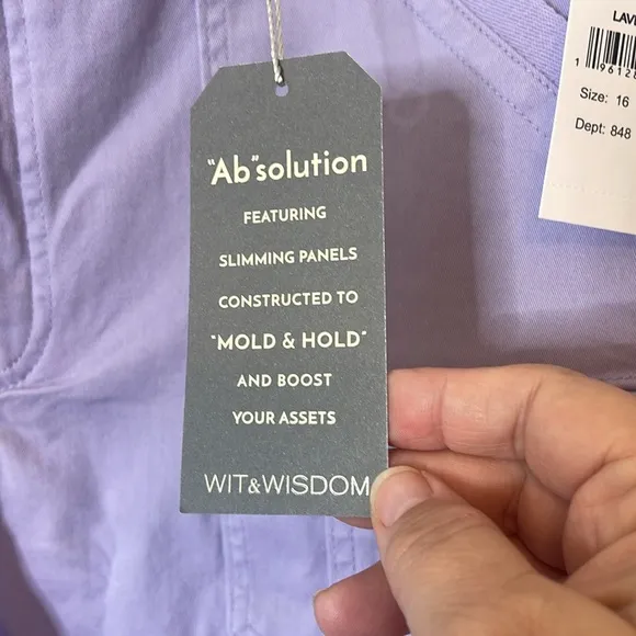 Wit &amp; Wisdom Absolution Frayed High Rise Cargo Shorts Lavender Dust Size 16