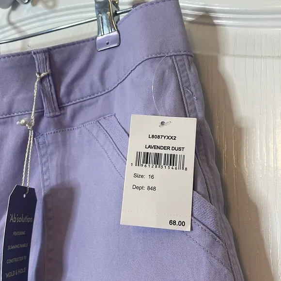 Wit &amp; Wisdom Absolution Frayed High Rise Cargo Shorts Lavender Dust Size 16