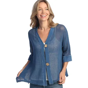 Women's Jess & Jane Mineral Wash Mesh Cardigan Indigo