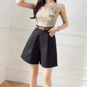 Women's Versatile A-Line Wide Leg Chino Shorts for Casual Wear