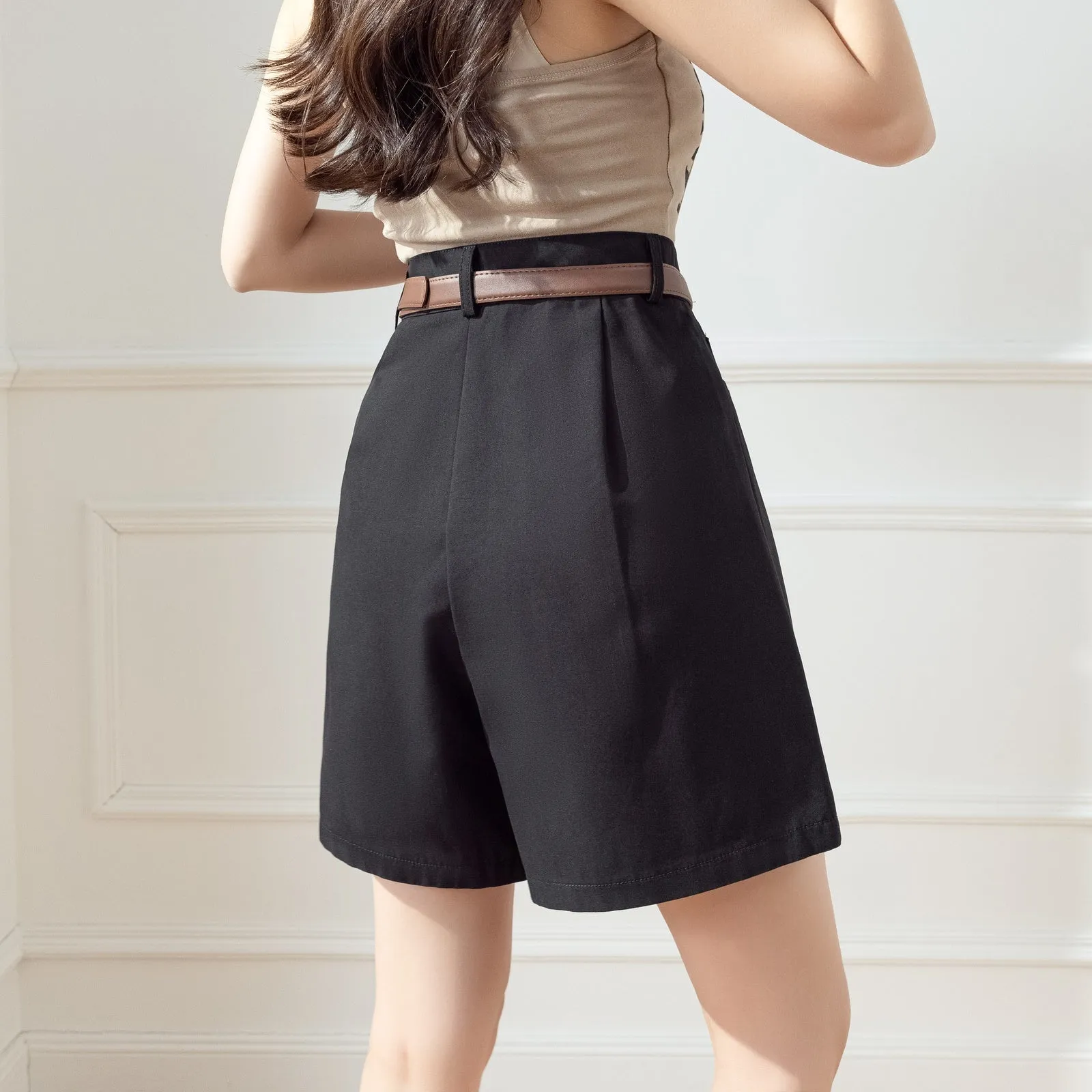 Women's Versatile A-Line Wide Leg Chino Shorts for Casual Wear