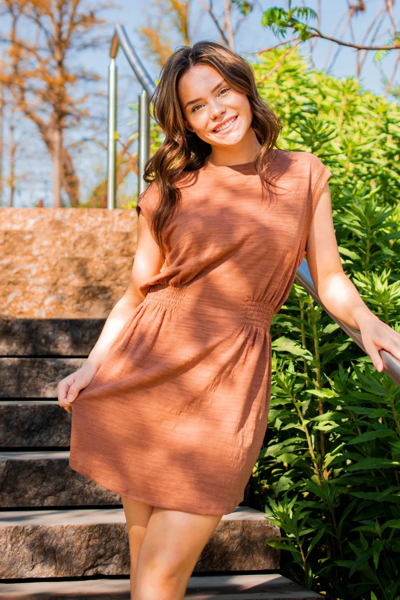 Z Supply: Rowan Textured Knit Dress in Bronzer