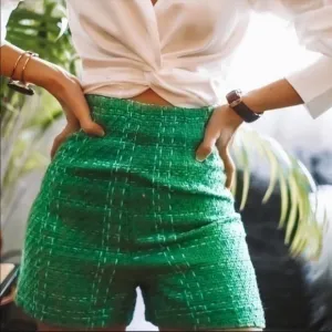 ZARA Textured Green Shorts