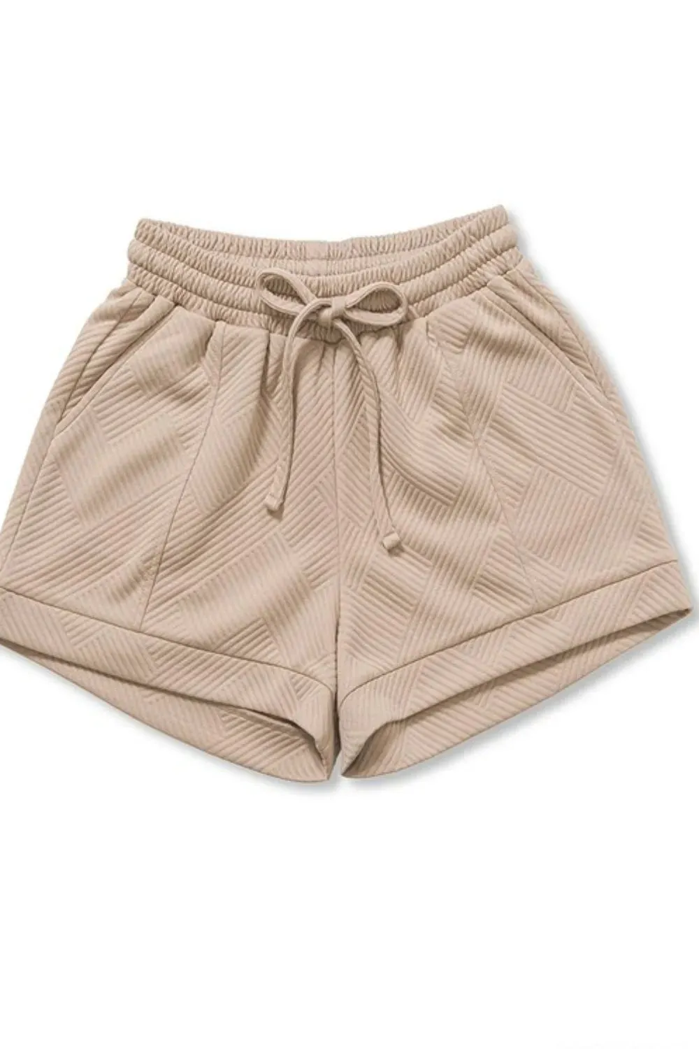 Zenana Textured Knit Jacquard Drawstring Shorts